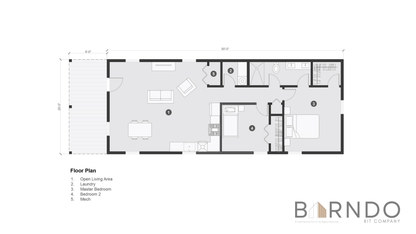 This image shows the first floor of a barndominium plan.