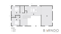 This image shows the second floor of a barndominium plan.