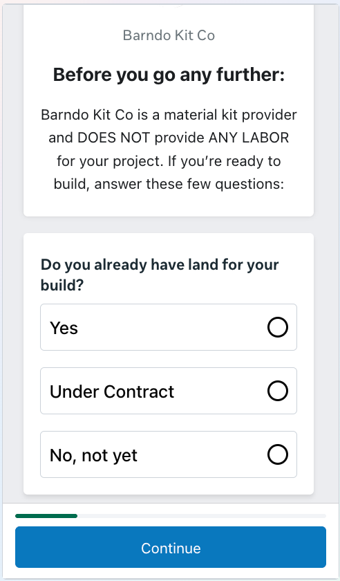 Meta Instant Form asking whether the customer already has land